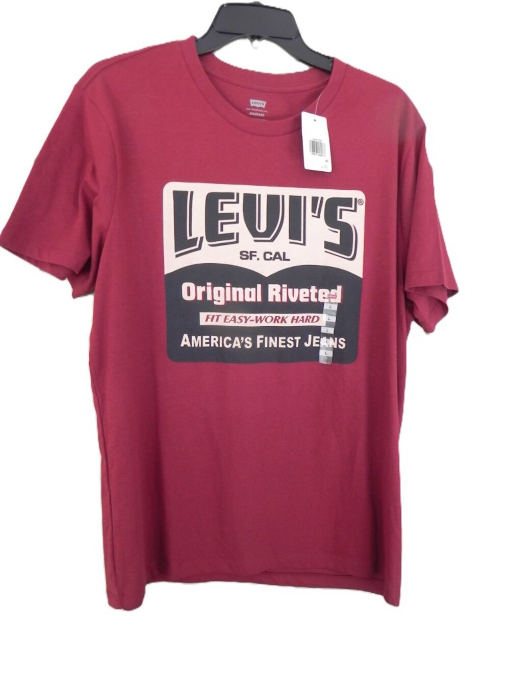 NWT Levi’s Men's Logo T-Shirt Graphic "Original Riveted" Maroon